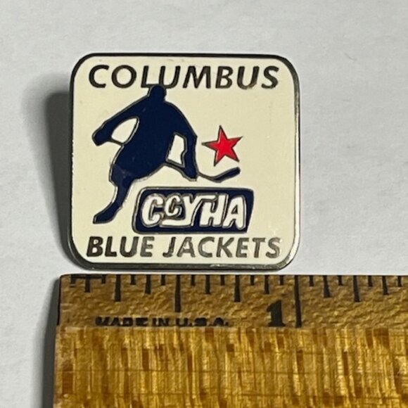 Columbus CCYHA Blue Jackets Youth Hockey Ohio Lapel Hat Vest Jacket Pin 1" - Picture 7 of 7